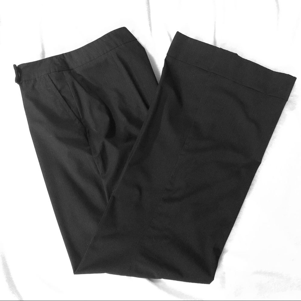 Black Wide Leg Pinstripe Dress Pants